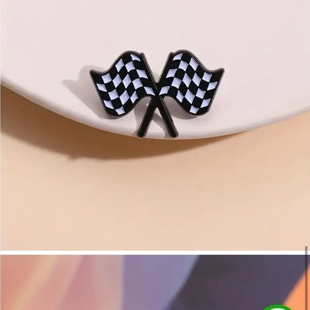 3/$25 Checkered Flags Pin Badge Brooch Unisex Racing Finish Line Flags